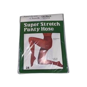 American Classic Super Stretch Panty Hose Off Black Fits 95-160 lbs Vintage NEW - Picture 1 of 3