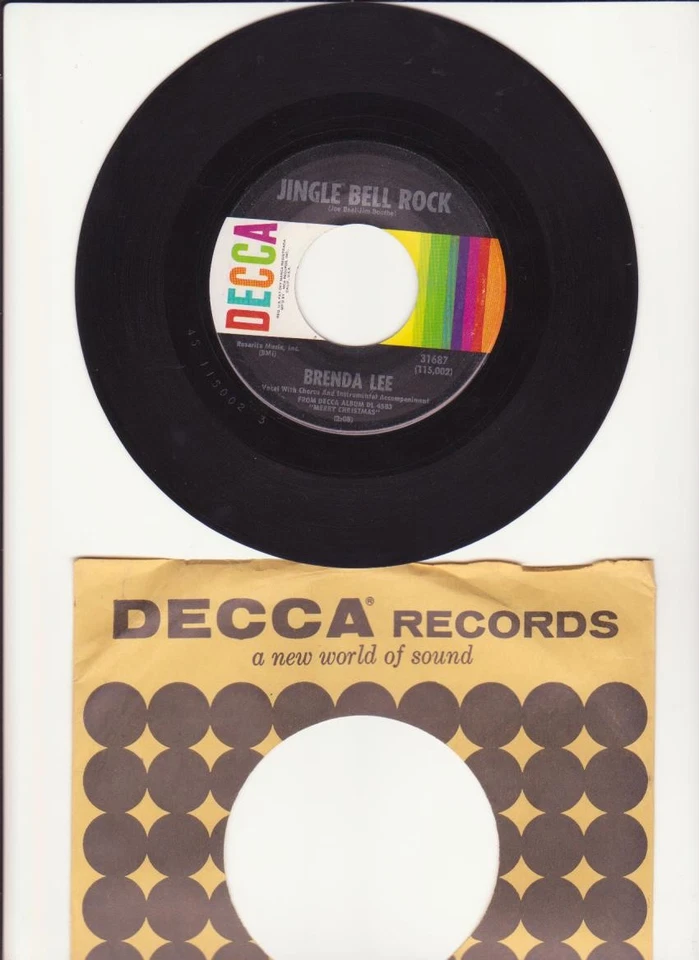 Бренда Ли - Jingle Bell рок/зимняя страна чудес оригинальный 1960-х Xmas 45-Decca Lbl - Изображение 1 из 1