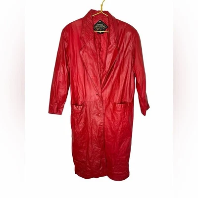 ✨❤️ Vintage Charles Klein Red Leather Longline Trench Coat – Women's ❤️✨ - Image 1 of 4