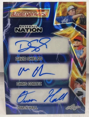 Shields/Cortez/Hall 2025 Leaf Baseball Nation Blue Lava 3 Autograph Auto #'d 1/7 - Image 1 of 2