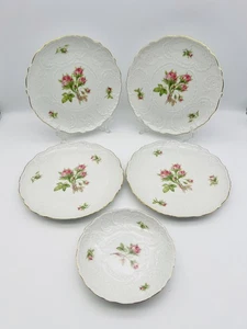 Lindner Porzellan Moosrose 🌹 4 Kuchenteller + Schale • Porzellan W. Germany - Bild 1 von 6