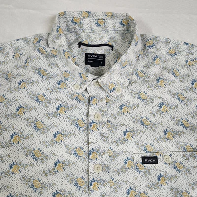 Camisa RVCA Para Hombres Delgada Pequeña Floral Manga Corta Con Botones Bolsillo en el Pecho Foto 1 de 4