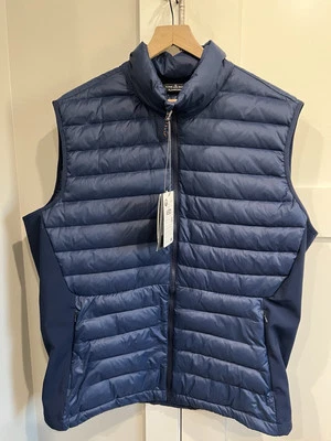 New Men’s XL Alpine Design Puffer Vest Blue Down & Feather Fill Pockets Full Zip - Image 1 of 4