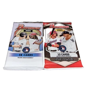 2025 & 2024 Bowman Baseball 10 Card Packs-Factory Sealed-- - Picture 1 of 4