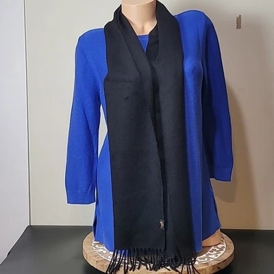 Bufanda de cachemir negra suave Coach con flecos Foto 1 de 4