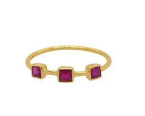Natural Genuine Ruby Ring With 14k Yellow Gold Ring For Anniversary - Picture 1 of 3