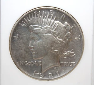 1921 Peace Dollar Silver Rare ANACS EF Details Cleaned Obv & Rev Struck Thru - Picture 1 of 5