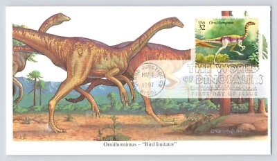 1997 Ornithomimus World of Dinosaurs FDC Mystic 32 Cent Stamp First Day Issue - Image 1 of 2
