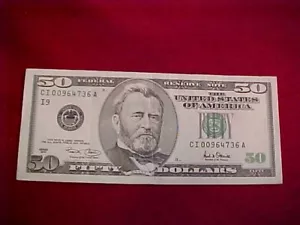 621) 2001 $50 Federal Reserve Note - No Star - Vertical Fold - Starts at $60.00 - Picture 1 of 8