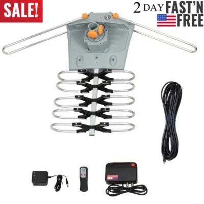 360° Rotating Outdoor TV Antenna – Motorized, UHF/VHF – Supports 1080p/4K HD - Image 1 of 4
