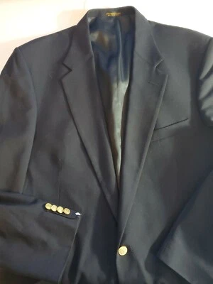 56-126 Oscar de la Renta Hombre Azul Marino 2 Botones Dorados Peor. Chaqueta Blazer Lana 43L Foto 1 de 4