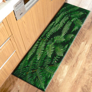 Exotic Tropical Green Leaves Pattern Area Rugs Kitchen Living Room Floor Mat Rug