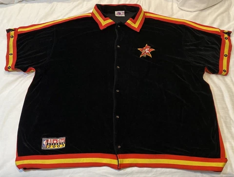 Mens Vintage ATLANTA Hawks NBA Button down Warm Up All Star Jersey Jacket Sz 4XL Cover