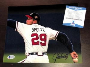 FOTO FIRMADA JOHN SMOLTZ ATLANTA BRAVES 8X10 BECKETT CERTIFICADO DE CERTIFICADO - Imagen 1 de 1