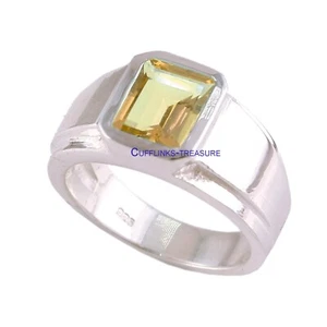 Natural Citrine Gemstone Gemstone with 925 sterling silver Ring For Men's #4432 - Picture 1 of 4