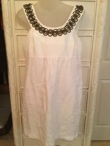 Milly of New York vintage creamy white Linen Embellished Dress - Size 10 - Picture 1 of 10