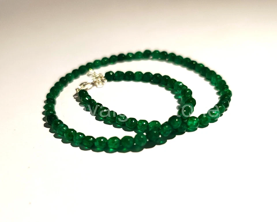 Collar Hecho a Mano Rondelle Esmeralda Cuentas Facetadas Lisas Ónix Verde Rondelle Foto 1 de 4