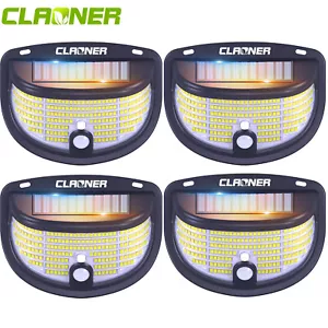4Pack 168LED Solar Motion Sensor Lights Outdoor Garden Fence Deck Yard Wall Lamp - Picture 1 of 9