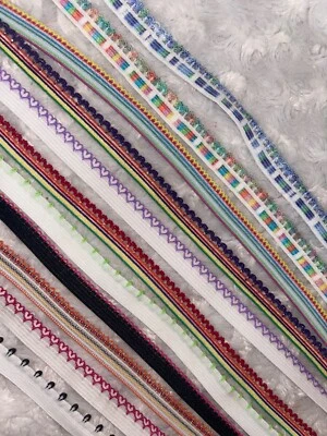 LOT 22 yard rainbow stripes multi color picot lingerie sewing elastic 1/2" 3/8” - Image 1 of 3