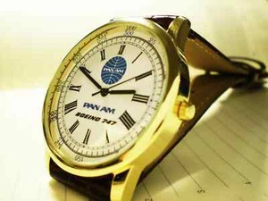 Reloj de pulsera Pan Am Airways, Boeing 747, esfera estilo vintage retro años 60-70. - Imagen 1 de 5