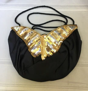 Evening Purse Handbag Clutch Butterfly Design Gold & Silver Sequins 9 ½" x 6 ½" - Picture 1 of 7