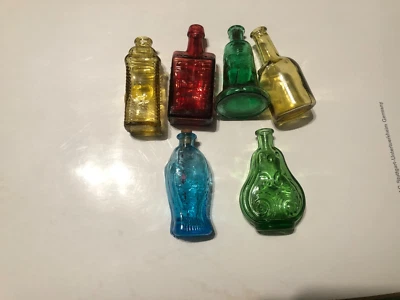 Mini botellas de muestra miniatura de vidrio vintage de 6 whisky y otros XLNT Foto 1 de 2