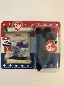 RARE Original Teenie Beanie Baby LEFTY The DONKEY (McDonalds) USA - New Sealed - Picture 1 of 2