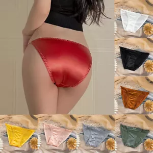 Damen Satin Seidig Slips Sexy Slips Unterwäsche Höschen Nahtlos Dessous - Bild 1 von 29