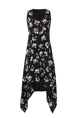 Vestido midi Proenza Schouler floral negro alto bajo talla 6 $1545 venta al por menor nuevo sin etiquetas Foto 1 de 4