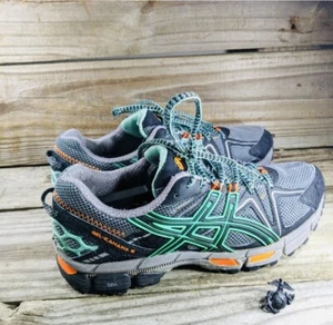 ASICS Gel Kahana 8 Trail Running Shoes T6L5N Grey Teal Orange Women’s Size 9 - Picture 1 of 7