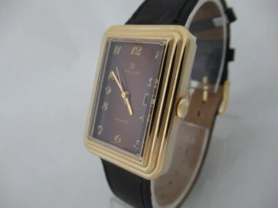 NUEVO RELOJ ANALÓGICO SUIZO VINTAGE AUTOMÁTICO CHAPADO EN ORO PARA HOMBRE REVISTA CON FECHA Foto 1 de 4