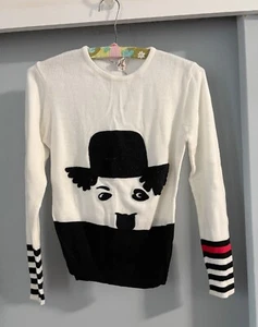 Vintage 60s 70s Charlie Chaplin Knit Pullover Sweater Pronto Collectible - Picture 1 of 8