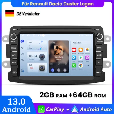 DAB+ Carplay Autoradio Für Renault Dacia Duster Logan Android 13 64G GPS NAVI BT - Bild 1 von 4