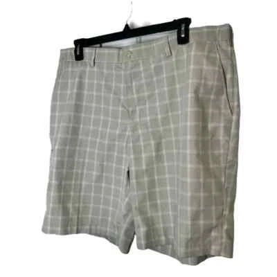 Shorts de golfe Grand Slam masculino xadrez bronzeado tamanho 42 - Imagem 1 de 4