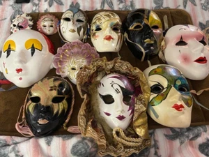 DECORATIVE WALL HANGING FACE MASKS VARIETY OF SIZES 11 TOTAL - Picture 1 of 5