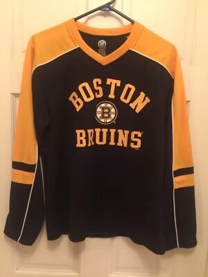 Boston Bruins Long Sleeve T Shirt Youth Boys XXL (18) Black Yellow NHL Hockey  - Image 1 of 4