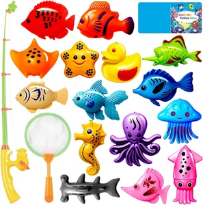 ™ Kids Fishing Bath Toys Game | Magnetic Floating Toy Magnet Pole Rod Net, Plast - Picture 1 of 12