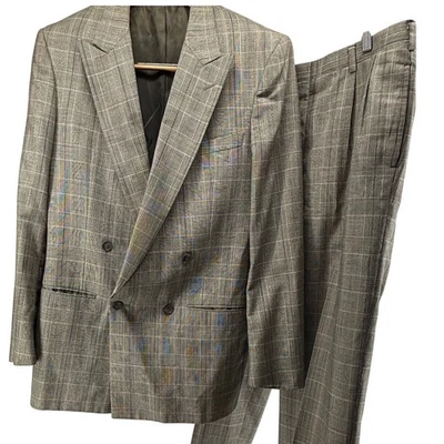 Christian Dior Monsieur Plaid Double Breasted Suit Jacket Mens 42L - Image 1 of 4