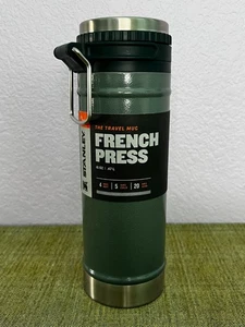 NEW Stanley FRENCH PRESS Travel Thermas Mug 16 Oz Green Hot Cold - Picture 1 of 9