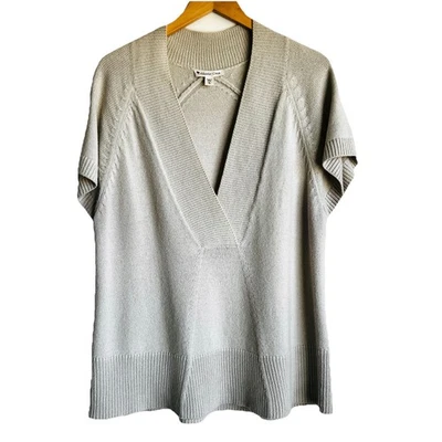 Suéter Coldwater Creek Talla XL Tejido Taupe/Tostado Cuello en V Cápsula Minimalista Suave Foto 1 de 4