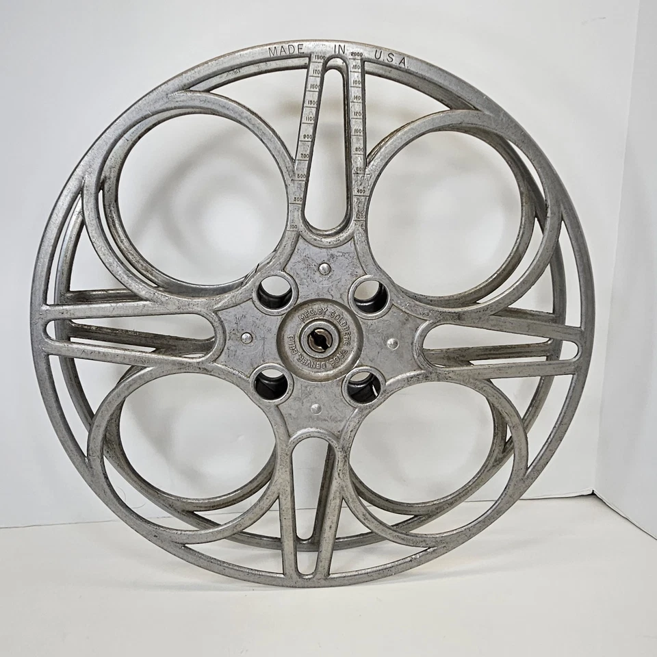 CARRETE PROYECTOR DE PELÍCULA ANTIGUO 35mm DE COLECCIÓN 2000' GOLDBERG BROS. con NÚMEROS GRABADOS Foto 1 de 4