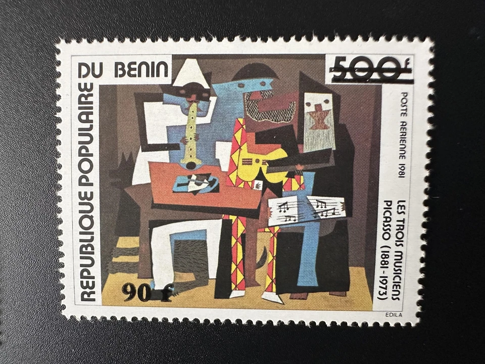 Bénin 1985 Mi. 395 Tableau Art Pablo Picasso musiciens musique Musik surchargé - Photo 1/1