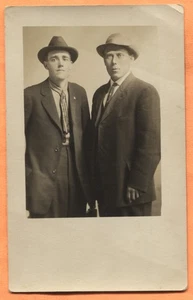 Portrait of Two Young Men ID'd Real Photo Postcard circa 1910s - Picture 1 of 3