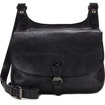 Cartera Bandolera Patricia Nash London Cuero Liso Negra Sillín Ajustable Foto 1 de 4