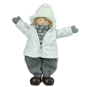 Northlight 12" Blanco y Gris Alegre Niño De Pie Navidad Mesa Decoración - Imagen 1 de 1