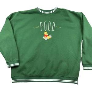 Disney Winnie the Pooh Sweatshirt Mens 2XL Green Embroidered Logo Lined Pullover - Picture 1 of 8