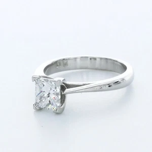 ANILLO SOLITARIO CLÁSICO DE 4 PUNTAS PLATINO CORTE PRINCESA H/SI1 DIAMANTE NATURAL 1,2 QUILATES - Imagen 1 de 3
