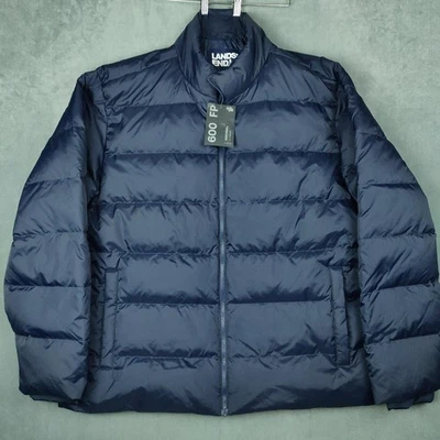 Lands End Puffer Jacket Mens XXL Navy Blue Max 600 Fill Feather Down NWT $179 - Image 1 of 4