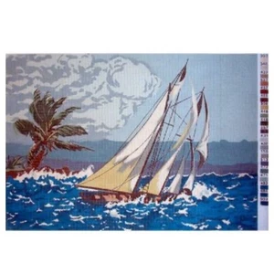 Printed needlepoint Tapestry Kit W/Floss Needle 20.5x14.6 Storm UNITAS - Picture 1 of 3
