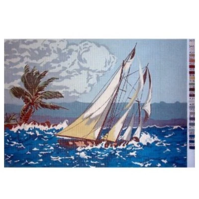 Printed needlepoint Tapestry Kit W/Floss Needle 20.5x14.6 Storm UNITAS - Image 1 of 3
